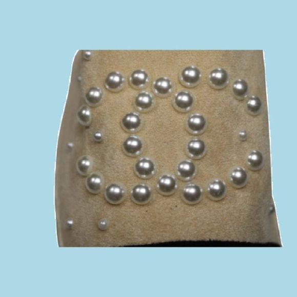 CHANEL Pearl Embellished Suede Espadrilles Shoes 40 10 Logo Suede 2017 NEW - Picture 7 of 10